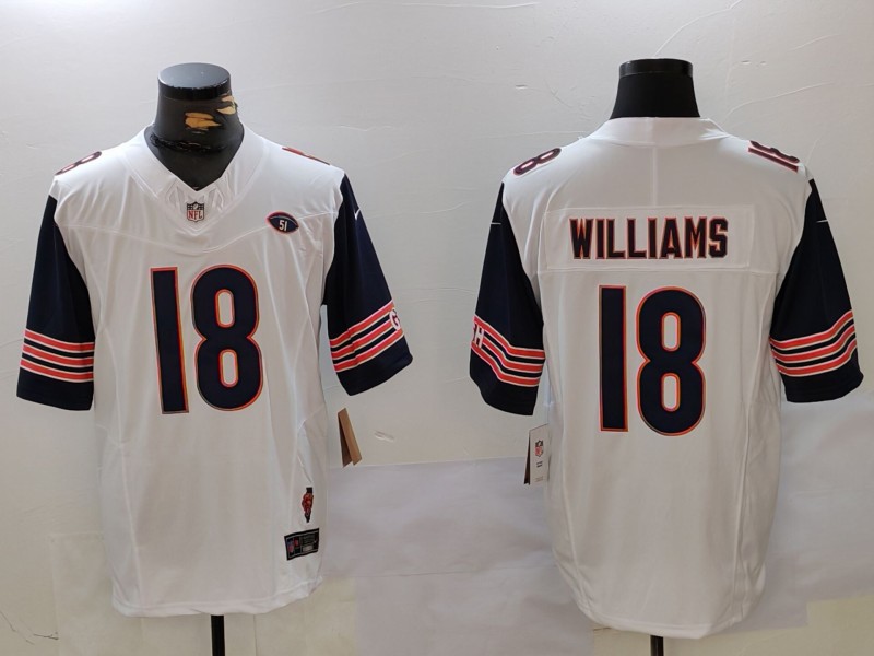 Men's Chicago Bears Caleb Williams #18 White Jersey